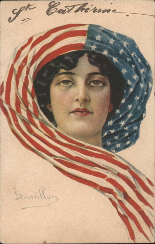 Woman with American Flag Head Wrap