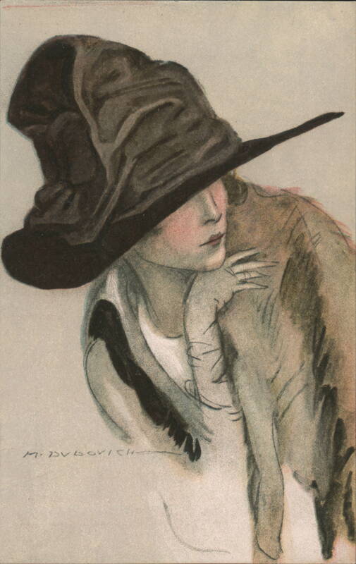 Woman in Large Floppy Hat by M. Dvobovich M. Dudovich