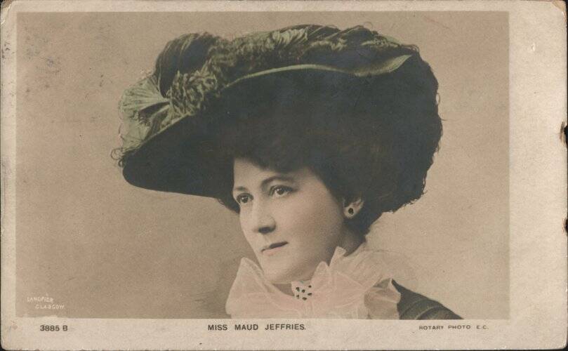 Actress Maud Jeffries in Large Feathered Hat Langfier Glasgow