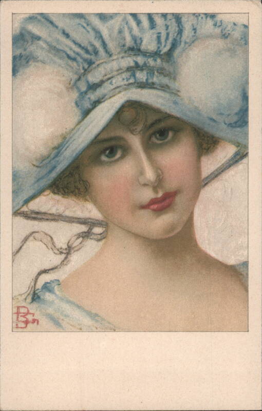 Elegant Woman in Blue Hat B. Pin Women