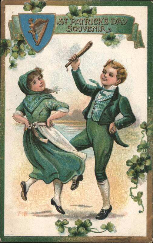 St. Patrick's Day Souvenir Dancing Children with Shamrocks