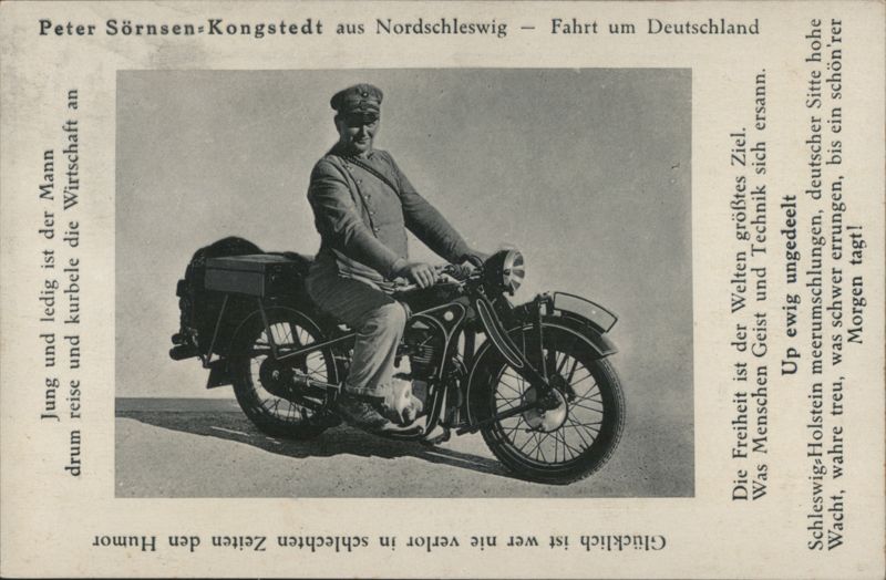 Peter Sörnsen-Kongstedt on Motorcycle, Schleswig-Holstein Nationalism Germany
