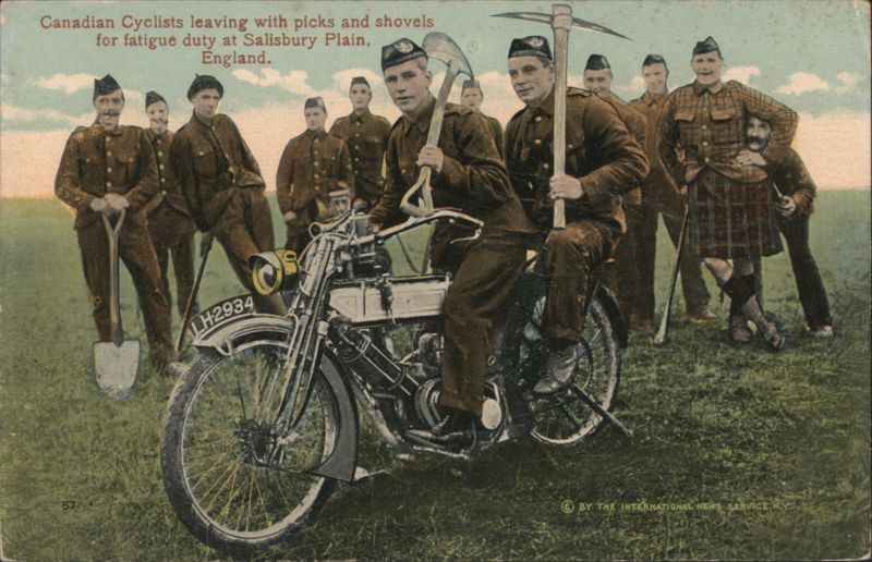 Canadian Cyclists with Picks and Shovels, Salisbury Plain England