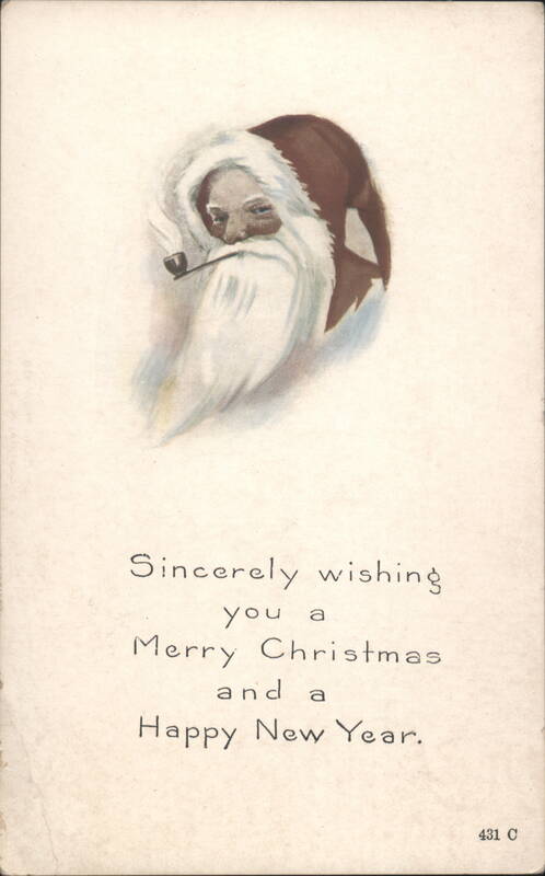 Santa Claus Smoking Pipe, Merry Christmas Happy New Year