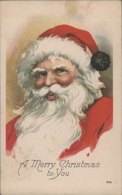 Merry Christmas Santa Claus with White Beard and Red Suit