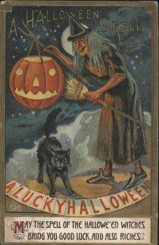 A Halloween Spell Witch Black Cat Jack-O'-Lantern