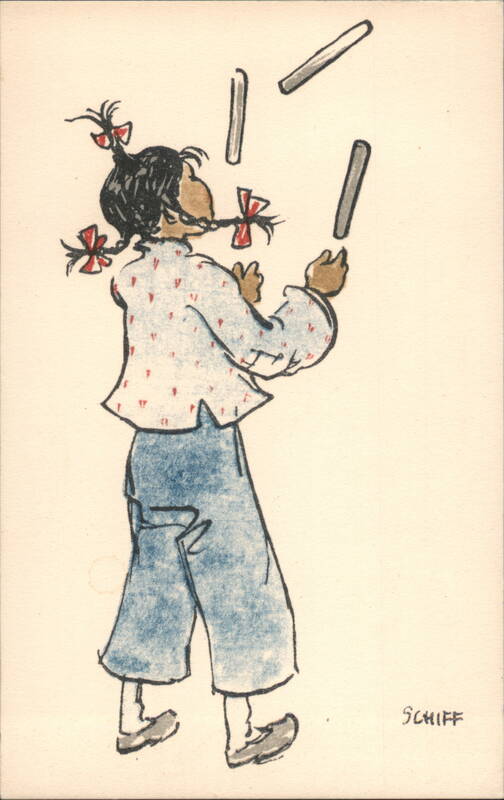 Chinese Girl Juggling Sticks Schiff Asian