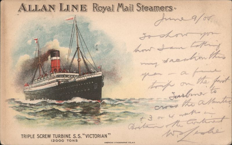 Allan Line Royal Mail Steamers S.S. Victorian Triple Screw Turbine