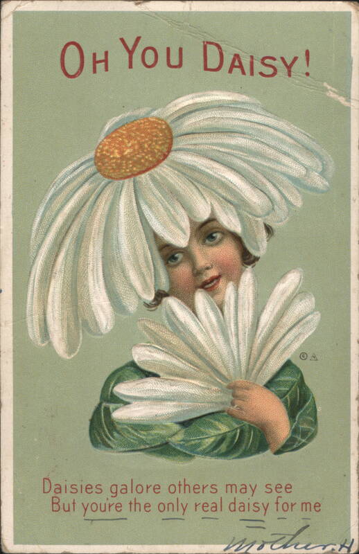 Oh You Daisy! Girl with Daisy Hat and Fan