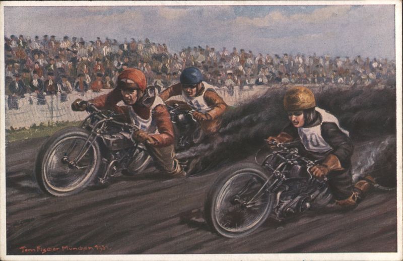 Motorcycle Racing on Cinder Track Tom Fischer