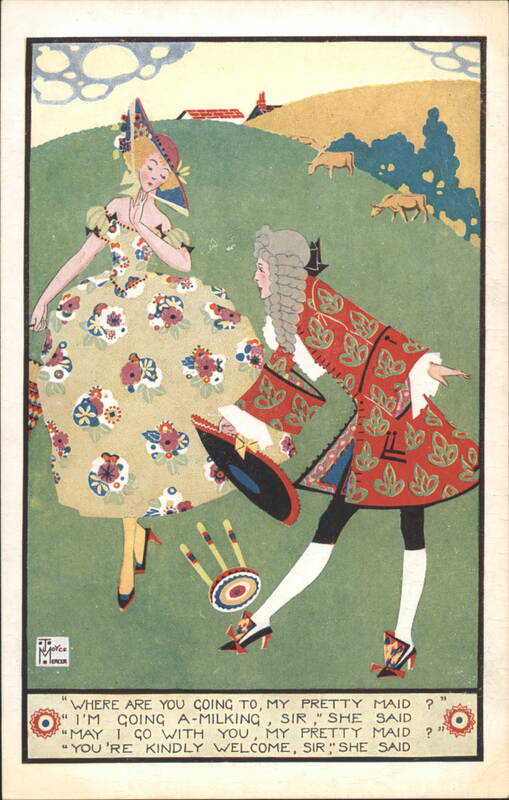 "Where Are You Going, My Pretty Maid?" Nursery Rhyme Illustration