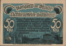 Lichtenstein-Callnberg 50 Pfennig Notgeld Mining and Witch Banknote