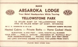 Absaroka Lodge, Yellowstone Park Area Business Card
