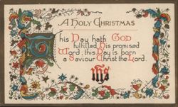 A Holy Christmas Religious Verse Illuminated Style Ephemera