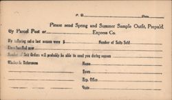 Spring and Summer Sample Outfit Order Form Postcard