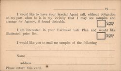 Lambertville Rubber Co. Agency Request Form Postcard