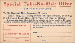 Special Take-No-Risk Tailoring Line Offer Postcard