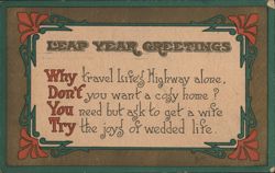 Leap Year Greetings Poem Marriage Proposal Postcard