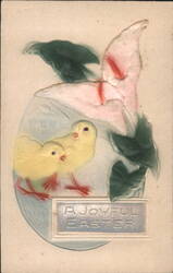 A Joyful Easter with Chicks and Lilies Postcard