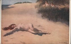 The Waif Nude Woman on Sandy Beach Postcard