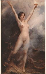 Nude Woman with Torch (Victory) Postcard