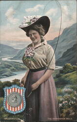 The Washington Belle with Fishing Rod and Flowers Postcard