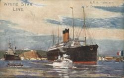 RMS Adriatic in Cherbourg Harbour Postcard