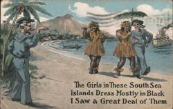 Comic Sailors and Hula Girls, 'I Saw a Great Deal of Them Postcard