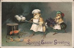 Loving Easter Greeting with Chicks Cooking Eggs Postcard