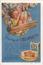 Girl on Swing Advertising Kellogg's Rice Krispies Cereal Blotter Postcard Postcard