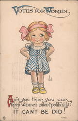 Votes for Women, Little Girl Defies Political Silence Postcard