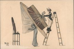 Reinitz, Women Decorating with Large Wrapped Object Postcard