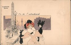 London Life On the Embankment Postcard