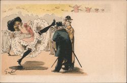 Can-Can Dancer and Spectators in Montmartre Postcard