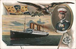 Schnelldampfer Kronprinz Wilhelm with Crown Prince Wilhelm Portrait Postcard