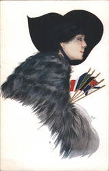 Giacomo Nanni's La Donna e la Patria Woman with Flags Postcard