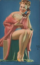 A Popular Number Pin-Up Girl with Telephone Arcade Card