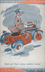 Machine Gun Division Woman on Motorcycle with Sidecar Postcard