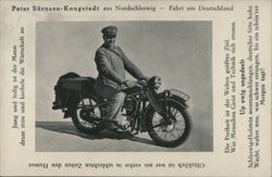 Peter Sörnsen-Kongstedt on Motorcycle, Schleswig-Holstein Nationalism Postcard