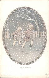 Children Out in the Snow by H. Willebeek Le Mair Postcard
