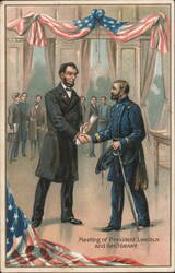 Meeting of President Lincoln and General Grant Postcard