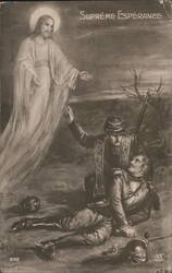 Suprême Espérance: Jesus Christ Appears to Wounded Soldiers on Battlefield Postcard