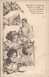 Camp Life in Colorado Rockies, Rocky Mountain Limited Train Postcard