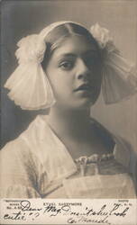 Ethel Barrymore in White Dress with Hair Bows Postcard