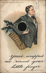 You've Wrapped Me 'Round Your Little Finger Comic Man Postcard
