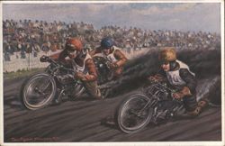 Motorcycle Racing on Cinder Track Postcard