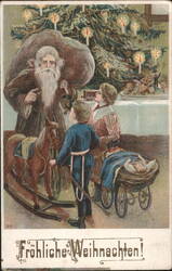 Merry Christmas with Santa Claus and Children Postcard