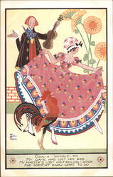 Cock-A-Doodle-Do Nursery Rhyme Illustration Postcard