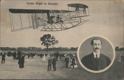 Orville Wright in Aeroplane Flight Demonstration Postcard