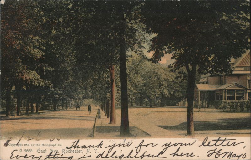 East Avenue, Tree-Lined Street with Large House Rochester New York